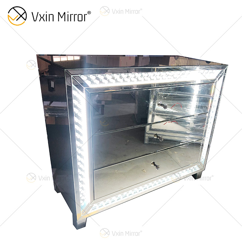 WXF-2140 LED Octagonal Beads Simple Fashion Three Drawersr LED Cabinet Match LED Mirror Custom Plug