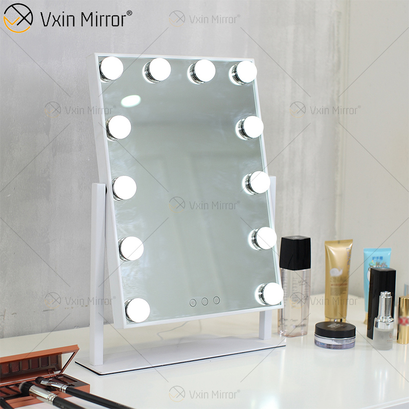 Oval Decorative WXDL-123 Table Top Vanity Mirror Hollywood Makeup Mirror with Led Light for Bedroom