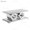 Vxin 3D Sparkling Simple Modern Glass Coffee Table Geometry Mirrored Coffee Table Silver Covered for Living Room