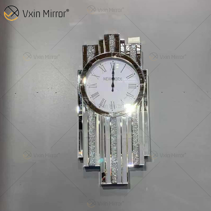 Factory New Design WXMC- Crystal Silver Mirror Rectangle Table Clock