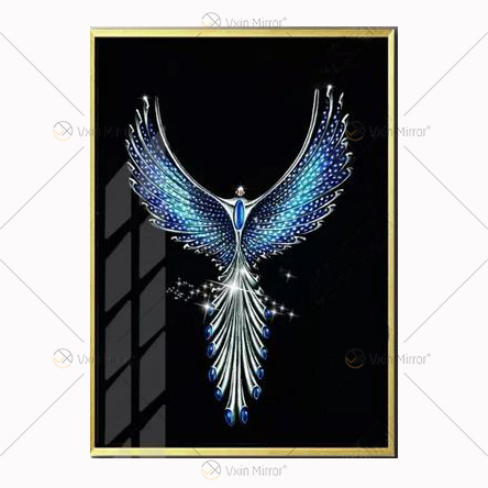 Modern Wall Art Home Decor Crystal Porcelain Painting Aluminum Alloy Light Luxury Frame Painting