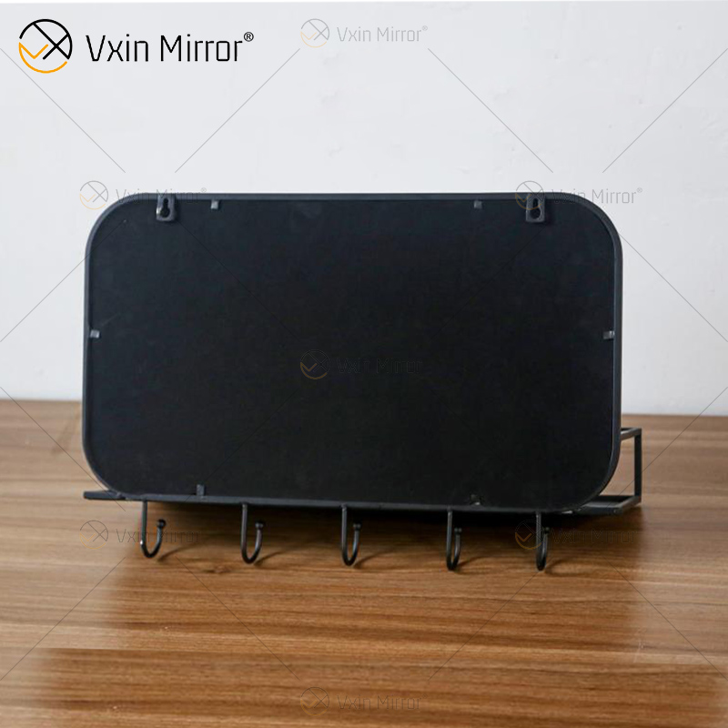 Vxin Factory Supply Silver Wall Decor Silver Metal Rack Storage Rack Mirror Rectangle Wall Shelf