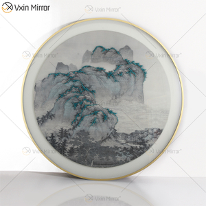 Antique Style Vxin WXPP-86 Simplicity Trees Paint Framed Mirror Wall Art Feather Hanging Picture for Living Room Set for Sale