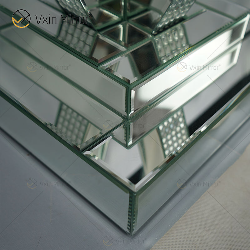 glass mirror end table
