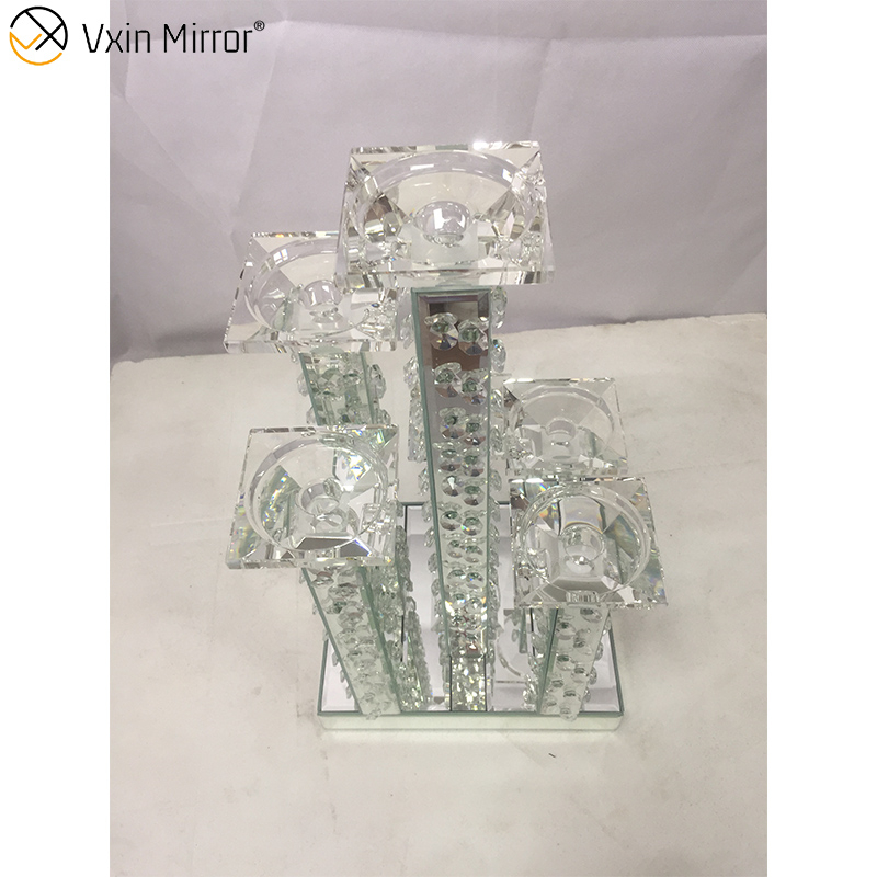 Professional Factory Vxin WXCH-22 Acrylic Diamonds Glass Candle Holder 6 Candle Cup