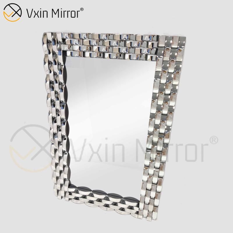 Wall Decoration Silver Curved Glass Wall Hanging Mirror