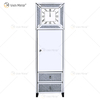 Elegant Home Decor WXF-739 Silver Mirored Crushed Diamond Clock Cabinet With 2 Drawers