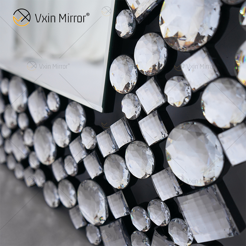 Top Quality Silver And Brown Modern Crystal Diamond Mirrored Console Table Hallway