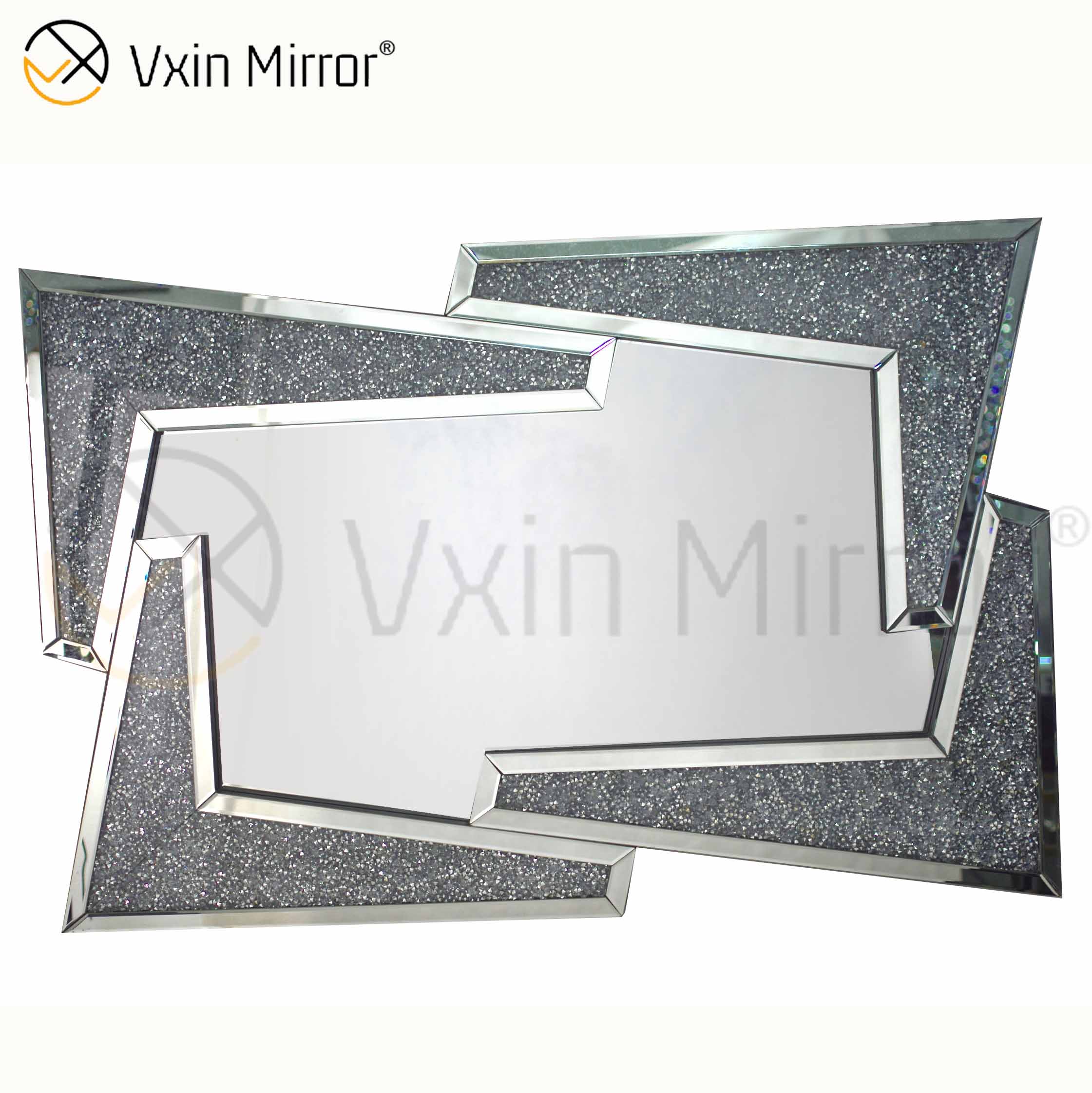 Good Supplier Vxin Home Decor V Silver Furniture Modern Crush Diamond Console Table with Modern Mirror