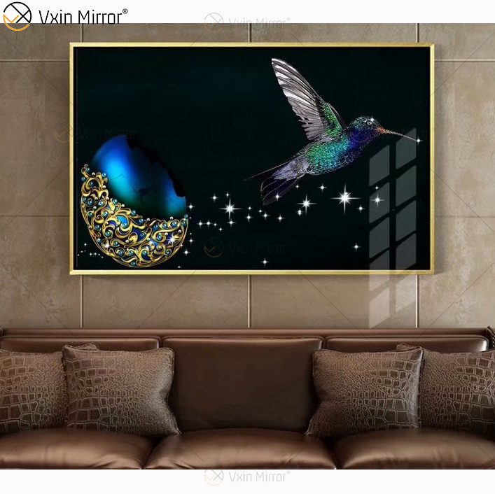 Crystal Porcelain Painting Resin Covered MDF Frame Furniture Decorative Mirror Wall Art