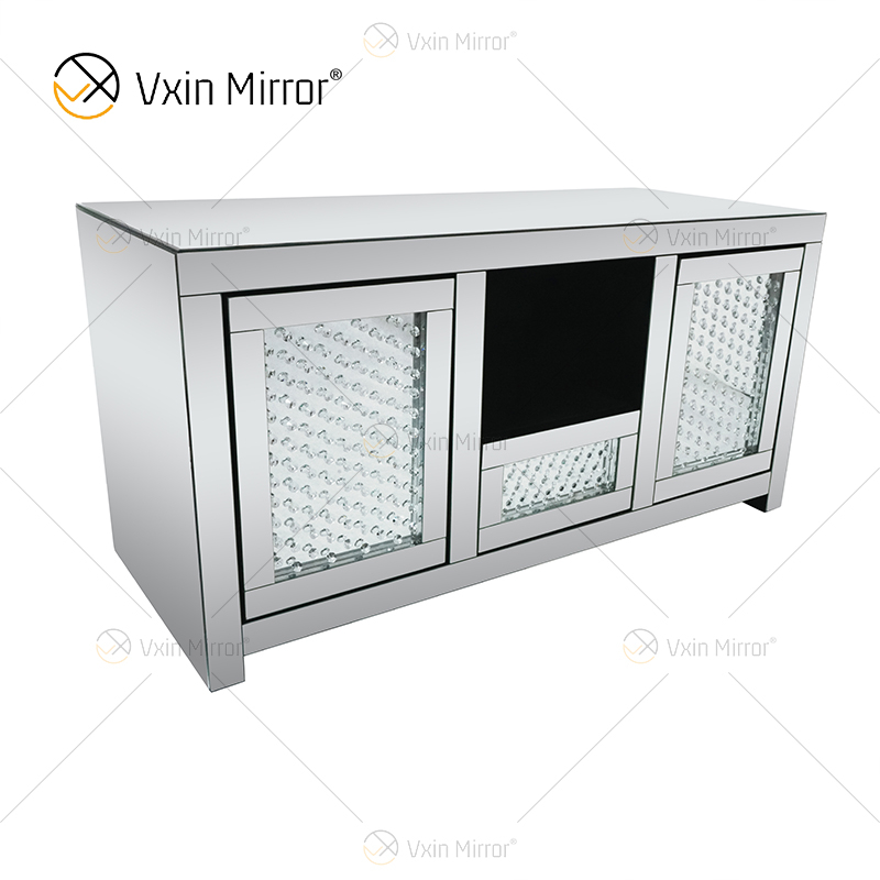 2019 Hot Sale Furniture Silver Diamond Crystal TV Cabinet Stands 1 Draw 2 Doors