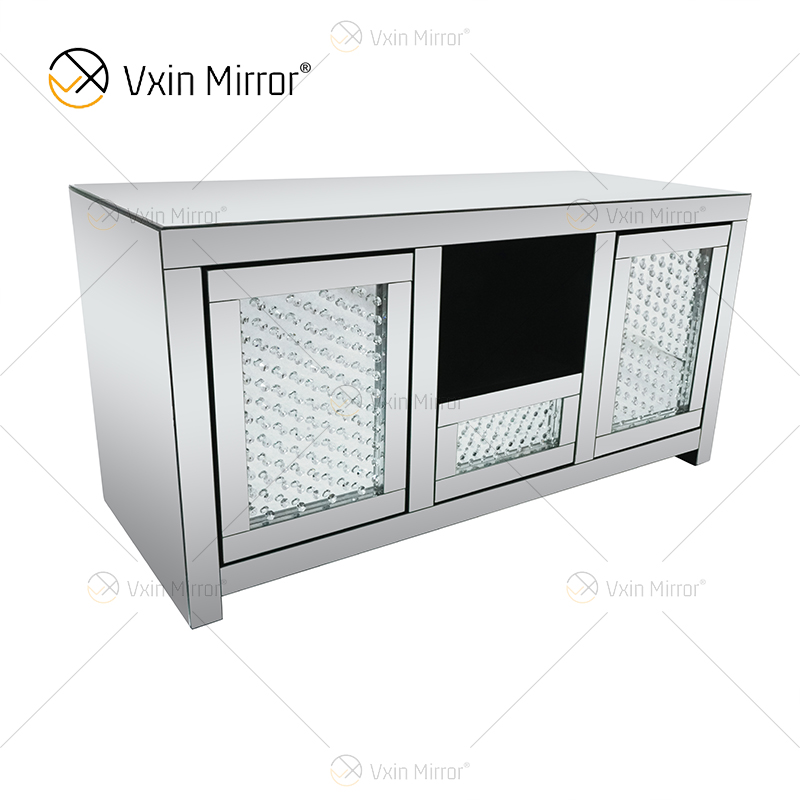 2019 Hot Sale Furniture Silver Diamond Crystal TV Cabinet Stands 1 Draw 2 Doors