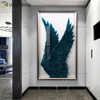 Modern Decorative Picture of Round Feather WXPP-69 3D Angel Feather Wings Decor Paintings on The Wall for Living Room Framed