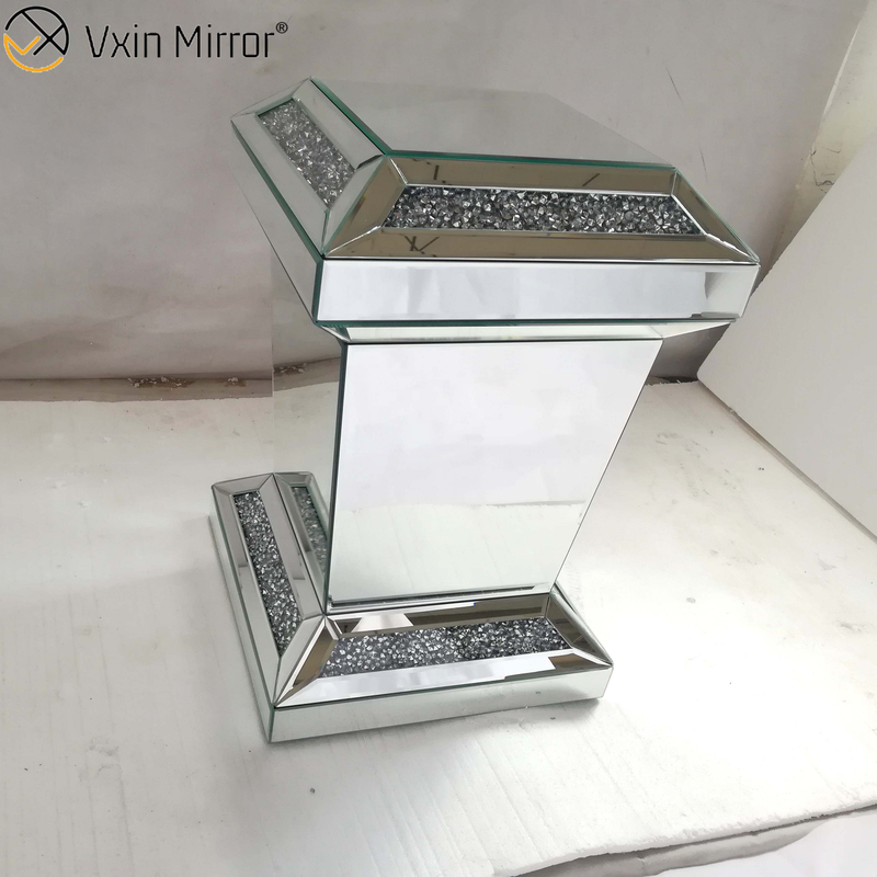 Vxin Mirror WXF-725 Modern Rectangle Diamond Mirrored Side Table 3d Mirror End Table for Living Room