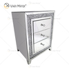 Good Quality Silver Crushed Diamond Frame Nightstand Bedside Table with 3 Drawer Mirrored Bedside Table