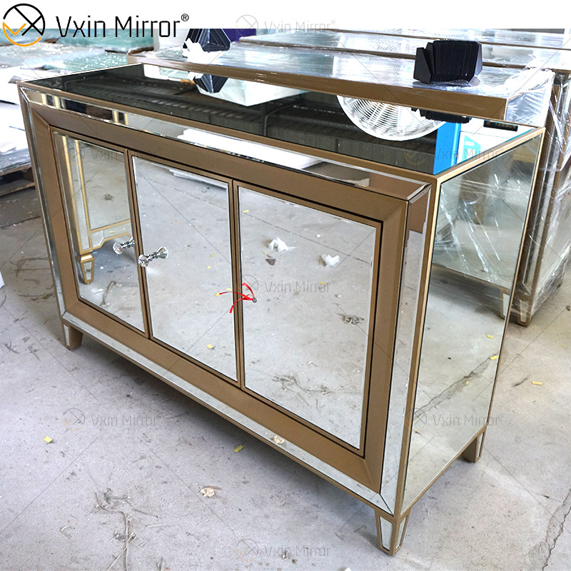 Champage Gold Design Sideboard WXF-268 Luxury Mirored Cupboard Cabinet With Muti Drawers