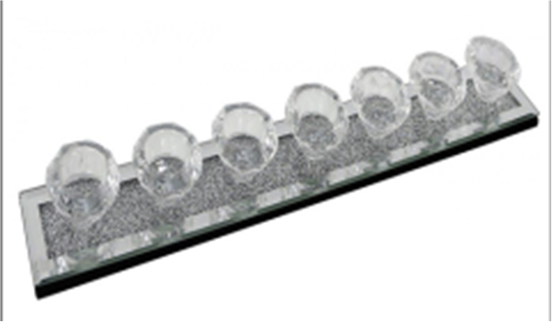 Customizable Name Modern Elegant WXCH-002 Silver Glass Crushed Diamond Candle Holder