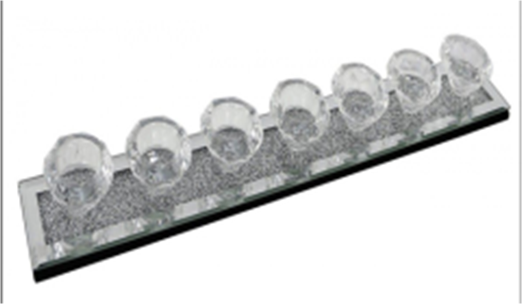 Customizable Name Modern Elegant WXCH-002 Silver Glass Crushed Diamond Candle Holder