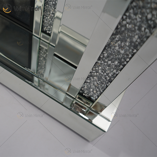 Diamond Luxury Popular Crush Sparkle Crystal Double Band Mirrored WXWF-1109 Fireplace Surround with Electric Mirror Fireplace