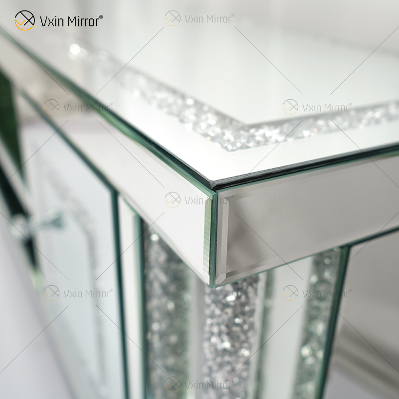 Mirrored Furniture Living Room Modern European WXF-162 Latest Design Glass Tv Stands with Diamond