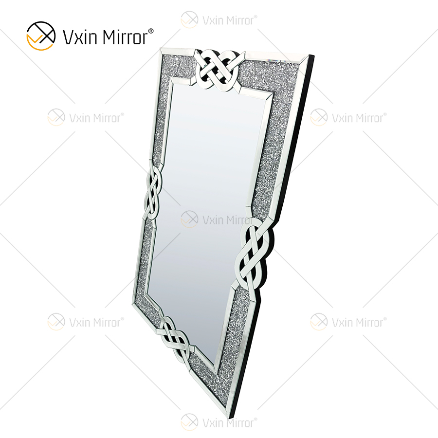 Rectangle VXin WXM-1760 Wall Decor Silver Crushed Diamond Wall Hanging Mirror