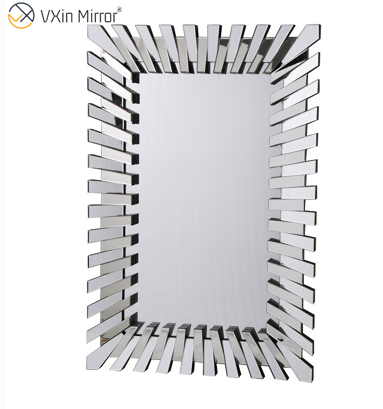 Starburst Large Full Length Silver Stylish 3D Rectangular Modern Living Room Bedroom Wall Mirror WXM-1041
