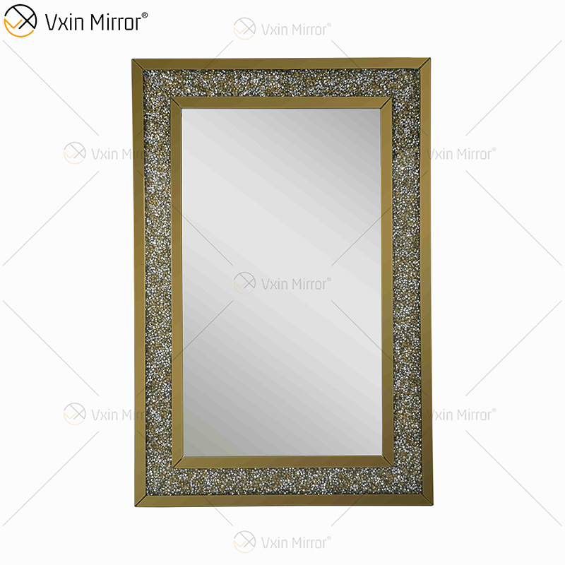 Wholesale WXM-1759 Gold Factory Supply Design Decorate 3 Colors Crushed Diamond Furniture Mirrors Decor Living Room Wall Mirror