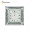 Anti Droping Package Modern Silver Crushed Diamond Wall Mirrored Clock