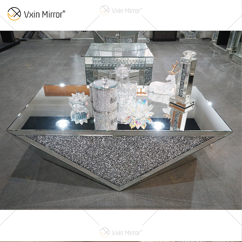 Factory Supply WXF-711-1 Acylic Side Table Modern Mirror Top Coffee Table Polished Mirror Coffee Table