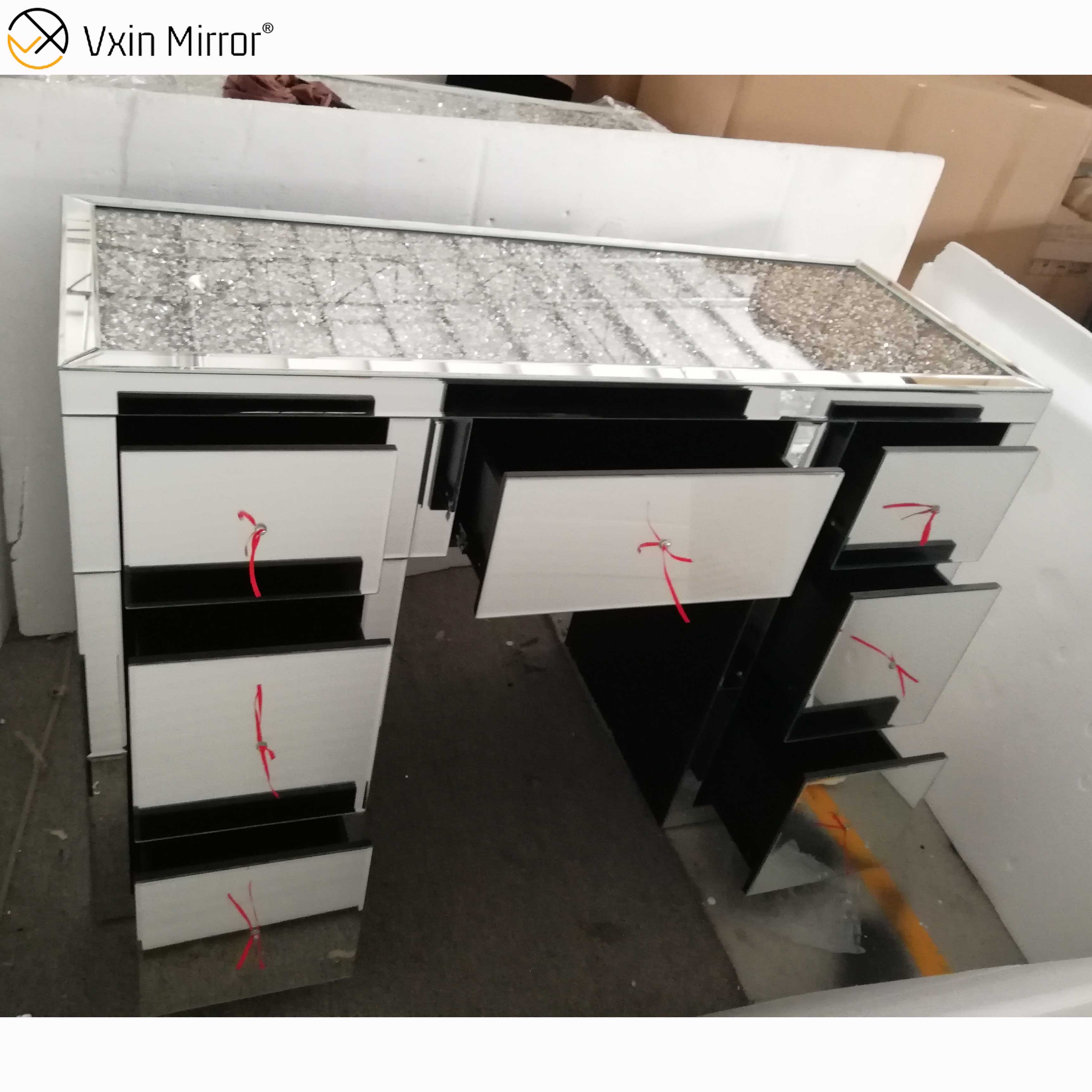 Hot Sale WXF-118 Crushed Diamond Dressing Mirrored Corner Chest Of Drawers