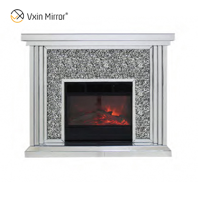 Home Decor Crushed Diamond Modern Mirror Fireplace