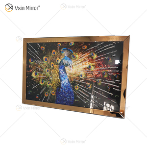 Vxin WXMA-56 Crystal Porcelain Painting Resin Peacock Covered Frame Decorative Mirror Wall Art