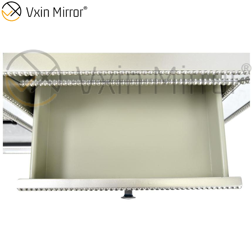 Vxin Mirror Furniture Crushed Diamond Champagne Mirrored Fireplace TV Stands Cabinet Stands with Crystal Insert