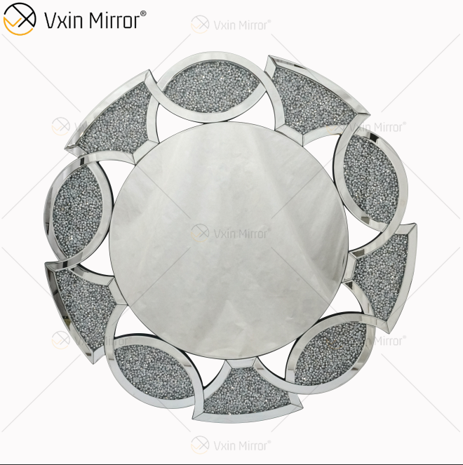Gold Factory Supply Home Decor Round 3 Colors Diamond Crush Mirror Wall Sticker