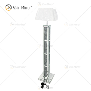 WXFL-032 Living Room Luxury Silver Modern Crushed Dia Mond Floor Standing Lamp Mirror Lamp