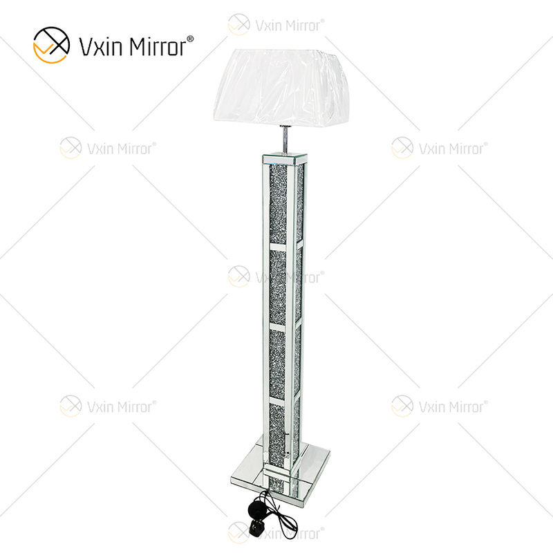 WXFL-032 Living Room Luxury Silver Modern Crushed Dia Mond Floor Standing Lamp Mirror Lamp