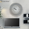 Hot Sale Modern Silver Crushed Diamond Round Mirror Wall Clock