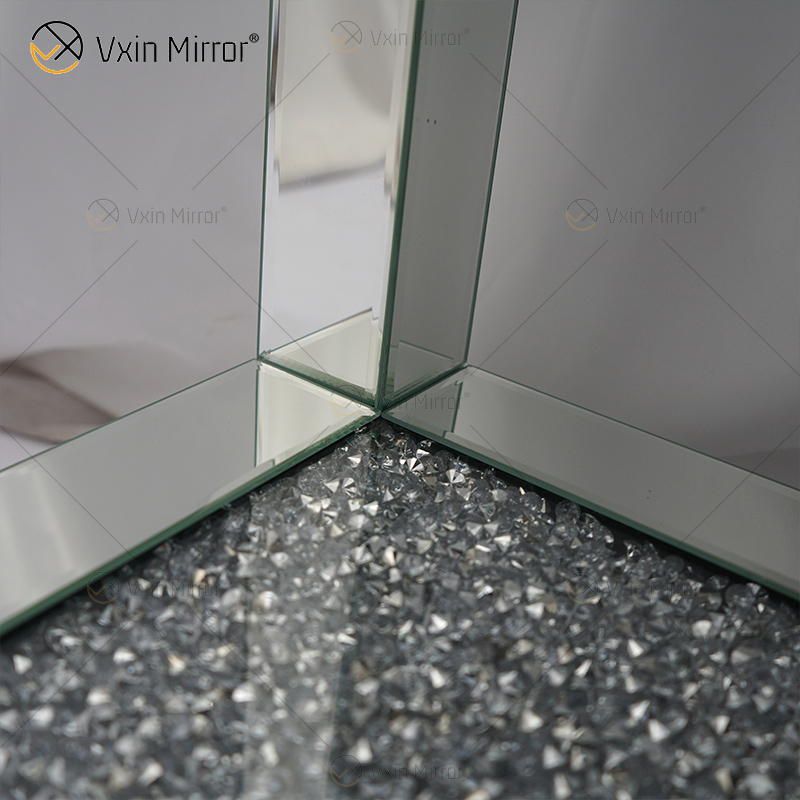 Vxin Mirrored Furniture WXF-117-2 Modern Elegant Crued Mirror Side Table