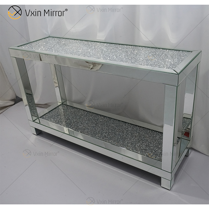 Vxin Mirrored Furniture WXF-117-2 Modern Elegant Crued Mirror Side Table