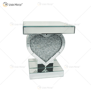 Heart Decor End Table WXF-508-1 Silver Crushed Diamond Mirrored Bedside Tabel Home Furniture