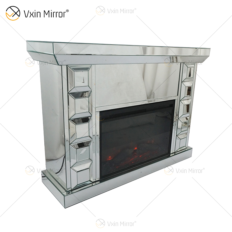 WXWF-1107 Free Standingg Glass Plain Mirrored Electric Fireplace with Remote Control