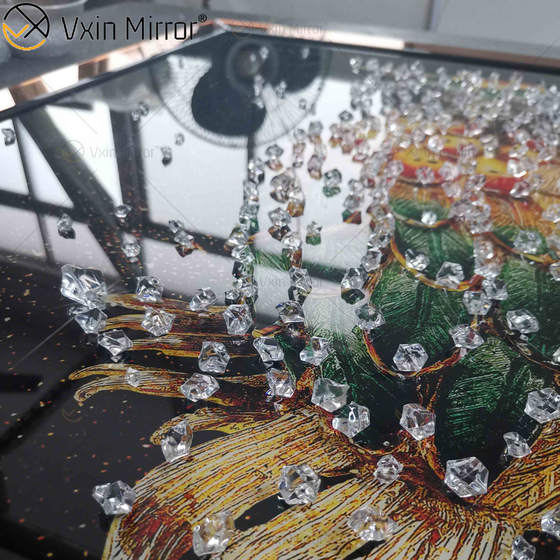 Omal Art Vxin WXMA-55 Home Decor MDF Frame Mirrored Wall Art Crystal Porcelain Painting Mirror Wall Art