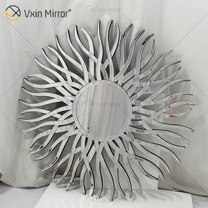 Factory Supply Silver WXM-1655 Geometric Shape Decorative Wall Glass Mirror