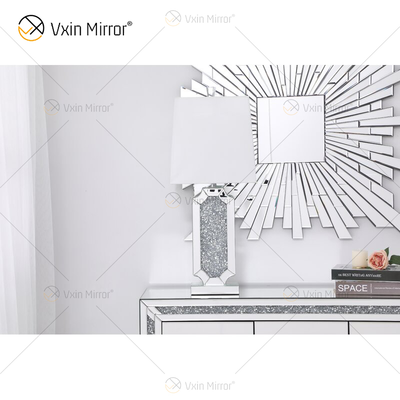 Vxin Supply WXTL-004 Modern Silver Crushed Crystal Table Mirror Lamp For Bedroom