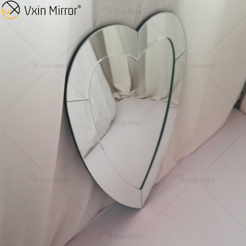 3D Heart-Shaped Wall Hanging Mirrors Frameless Modern Beveled Edge Design Bathroom Bedroom Mirror Vanity Makeup Mirror WXM-2090