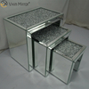 Hot Sale ZH056 Square Side Table Modern Combined Silver Glass with Crystal Diamond Top Living Room Mirror Side Tables