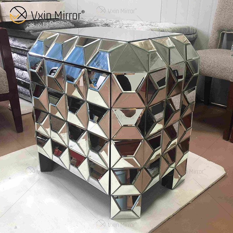 New Design Home Decor Sofas End Table Silver Furniture Mirror Bedside Table WXWF-1026