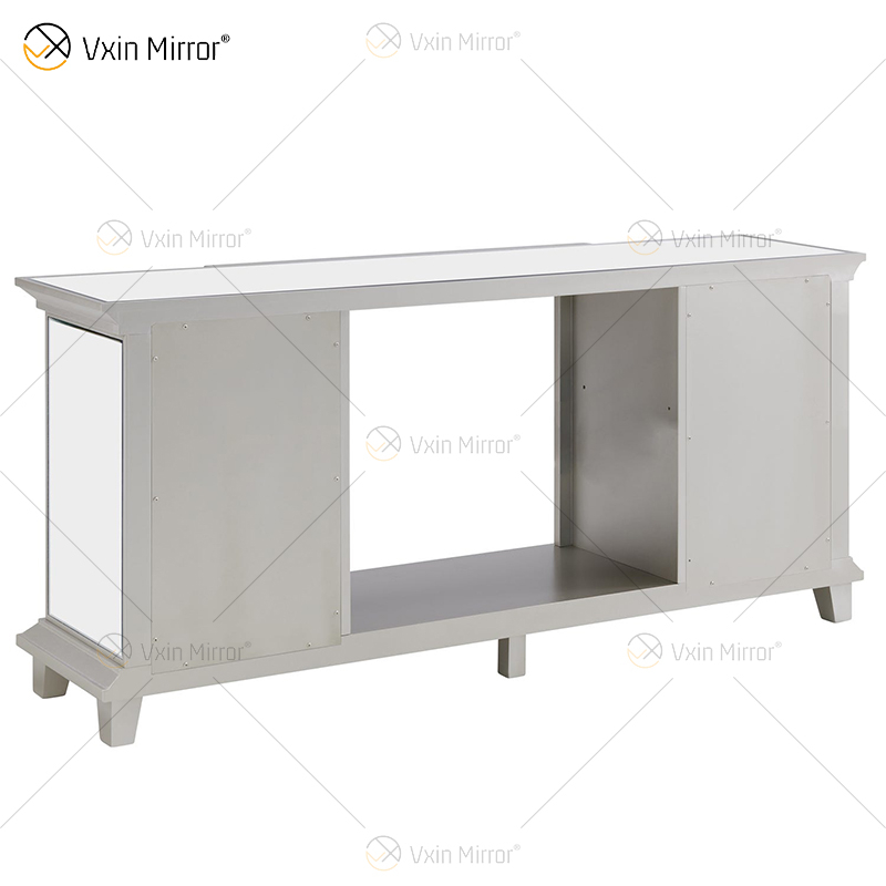 Ornate Berlin Furniture WXF-415 Champagne Silver Mirrored Fireplace TV Stands Cabinet With Hot Wind Insert 2 Types