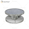 Vxin WXF-270-1 3D Sparkling Crushed Diamond Round Mirrored Coffee Table Silver Covered with Diamonds