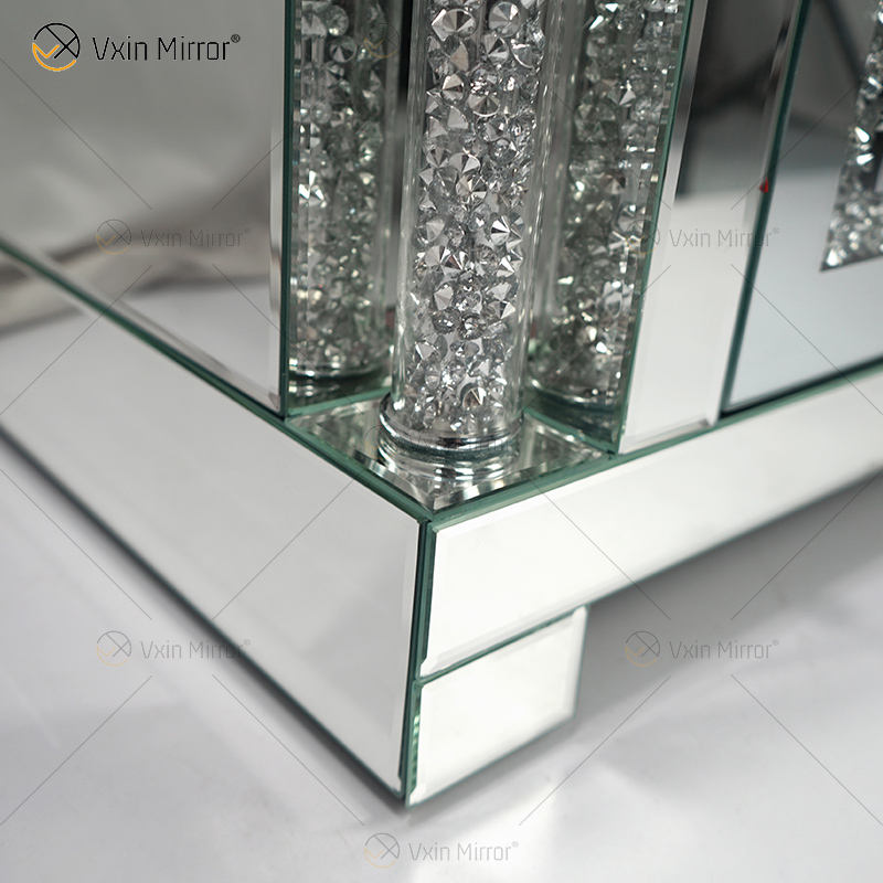 black mirrored bedside table